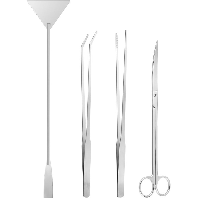 Planted Aquarium Cleaning Kit - ที่ขูดตะไคร่น้ำสำหรับทำความสะอาดตู้ปลาและตัดแต่งต้นไม้ อุปกรณ์ตู้ปลาและตู้เลี้ยงสัตว์เล็ก รวมถึงแหนบยาวสำหรับเครื่องมือตู้เลี้ยงสัตว์เล็ก
