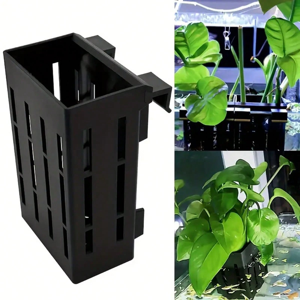 Aquarium Plant Glue Gel - พิพิธภัณฑ์สัตว์น้ําผู้ถือพืชตะกร้าพลาสติกสีดําพร้อมคลิปสําหรับถังปลาพืชน้ํา Fixing การติดตั้งที่มั่นคง
