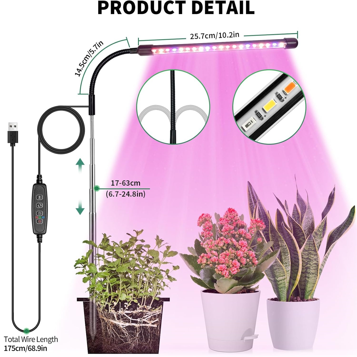 Led Planted Tank Light - 3 สี USB Grow โคมไฟพืชเต็มสเปกตรัม Growth